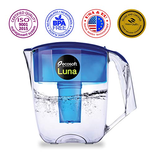 ECOSOFT LUNA PITCHER WITH 4-PACK REPLACEMENT FILTER SET