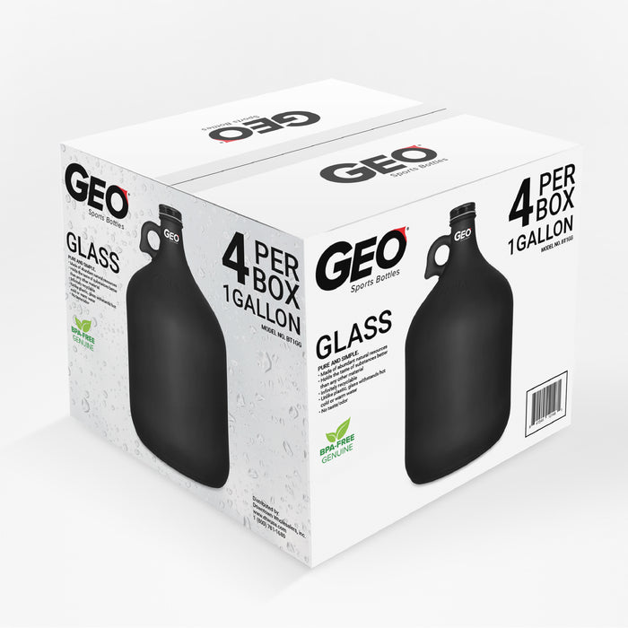 Geo 1 Gallon Frosted Glass Bottles (4-Pack)