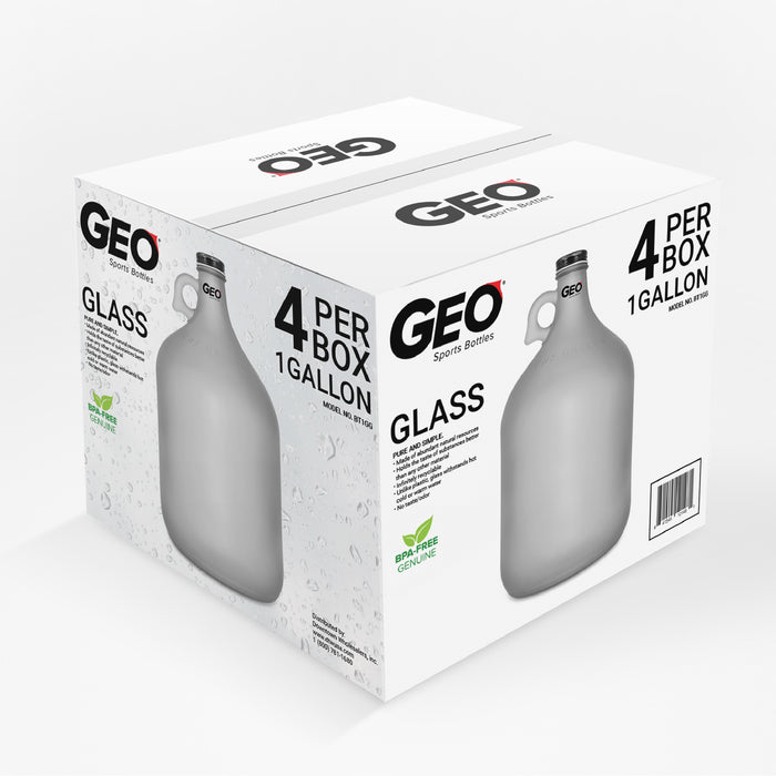 Geo 1 Gallon Frosted Glass Bottles (4-Pack)