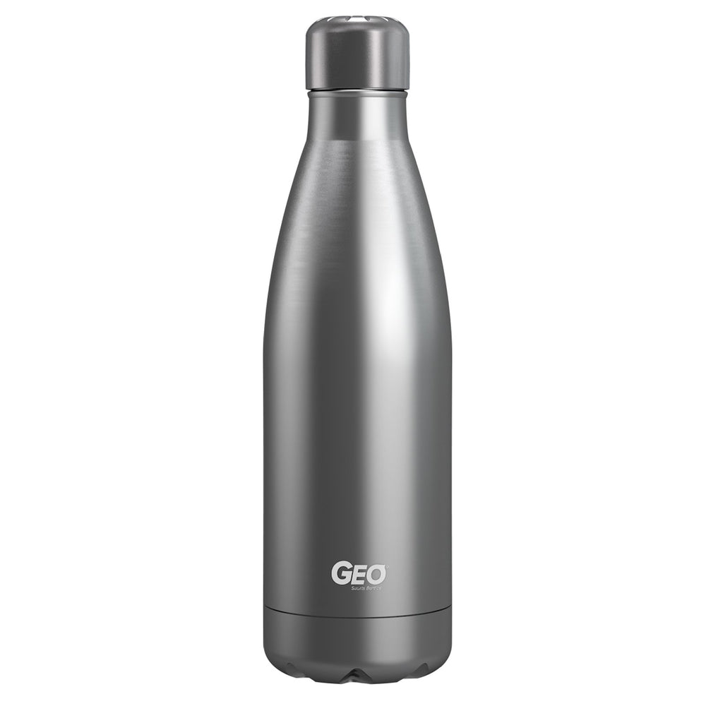 17 ounce Stainless Steel Water Bottle, Powdered Sports Bottle, with 38 mm Steel Cap, GEO