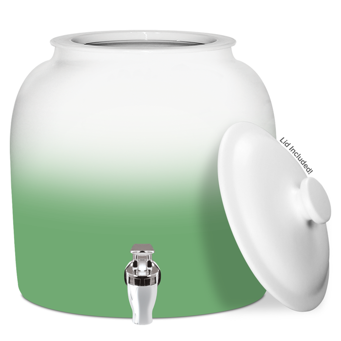 Gradient Porcelain Water Crock with Chrome Faucet