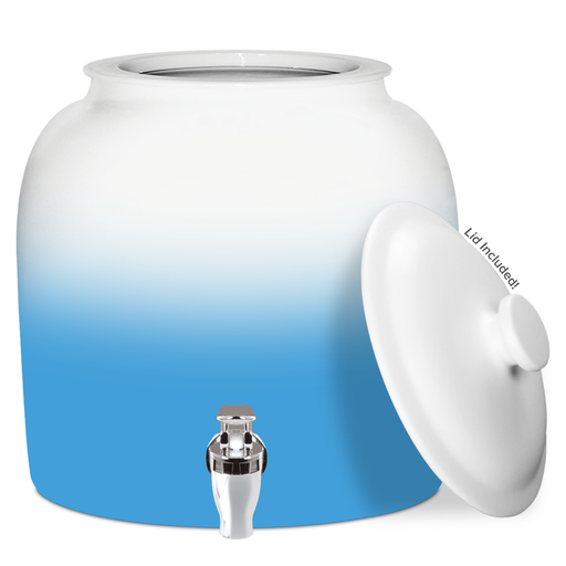 Gradient Porcelain Water Crock with Chrome Faucet