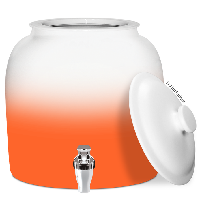 Gradient Porcelain Water Crock with Chrome Faucet