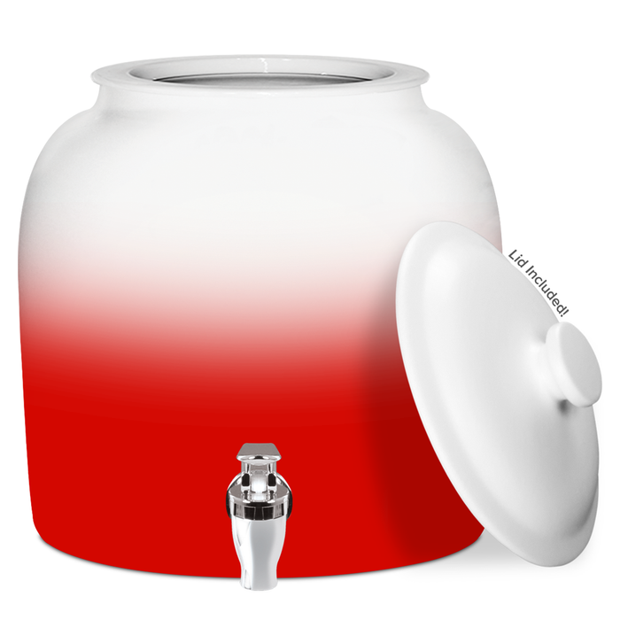 Gradient Porcelain Water Crock with Chrome Faucet