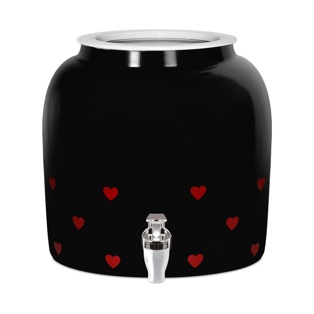 Porcelain Water Crock with Heart Design