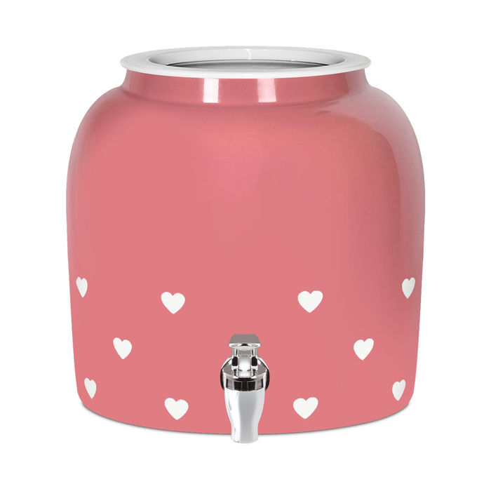 Porcelain Water Crock with Heart Design