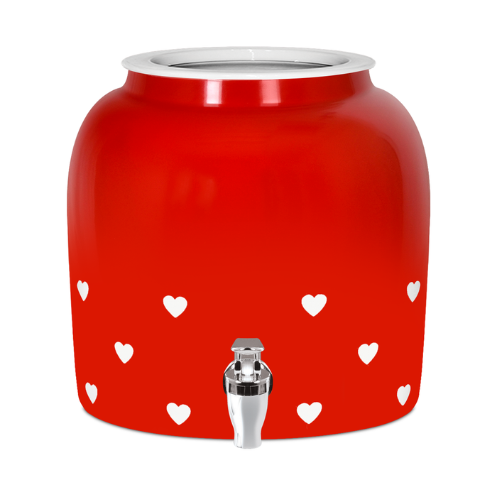 Porcelain Water Crock with Heart Design