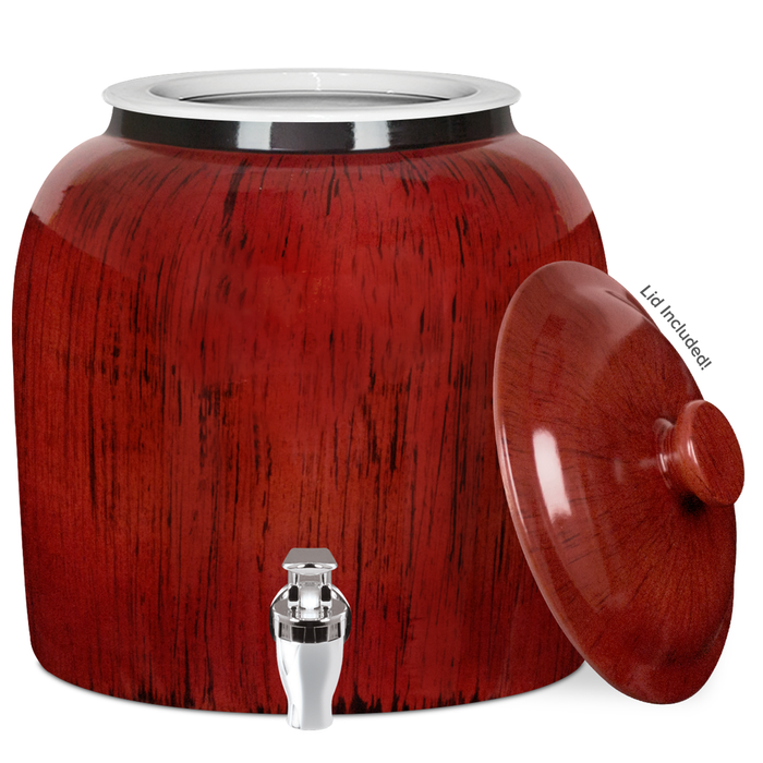 Porcelain Water Crock Vertical Stripe, with Chrome Faucet