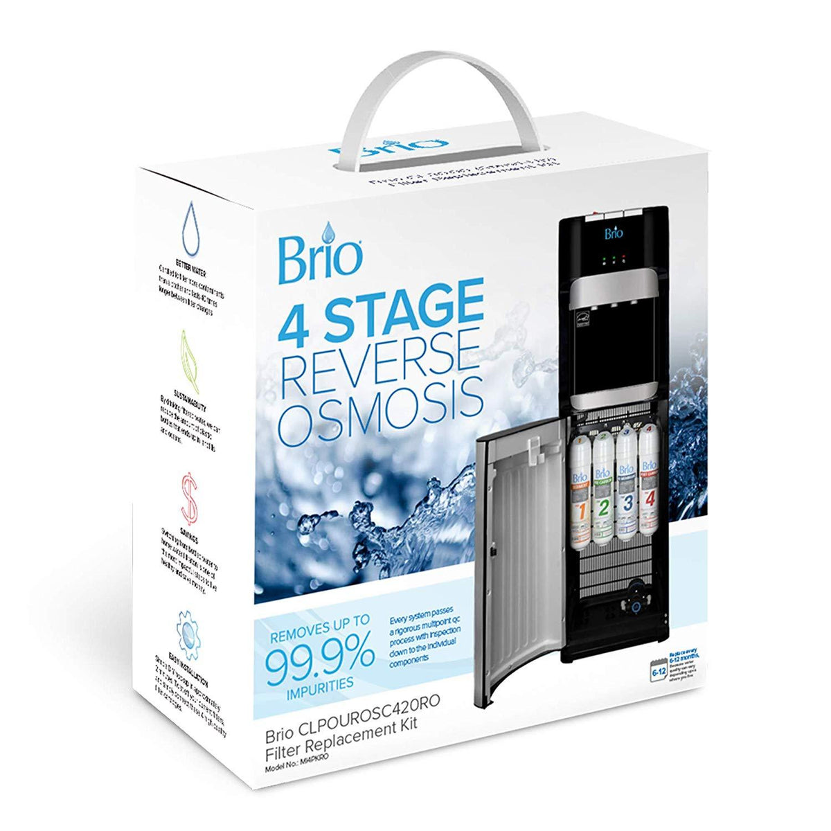 Brio 4 Stage RO Water Cooler Filter Replacement Kit - for Models