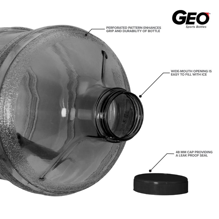 BPA Free 1 Gallon Water Bottle, Plastic Bottle, Sports Bottle, with Screw Cap, GEO
