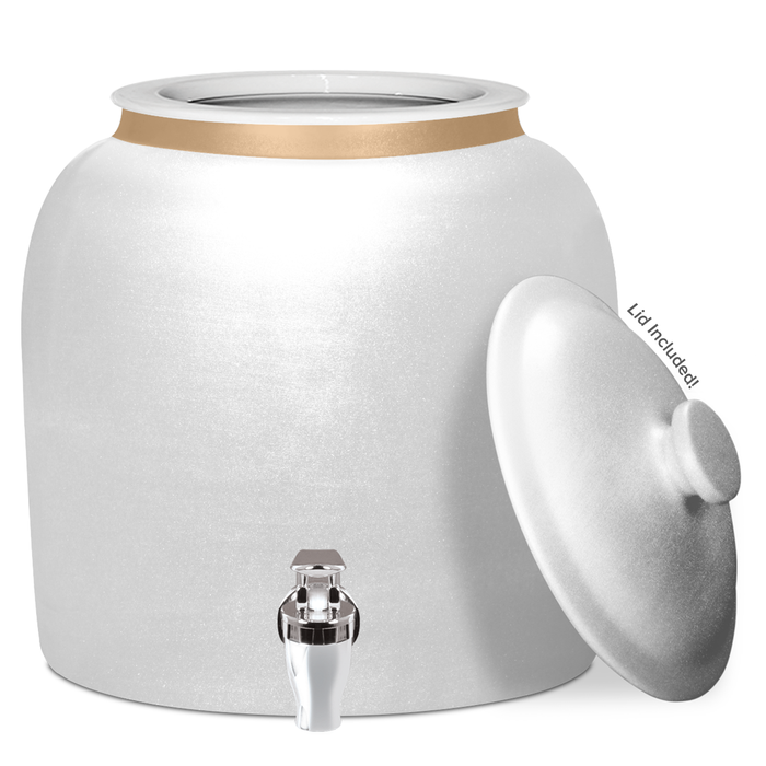Polished Porcelain Water Crock with Chrome Faucet