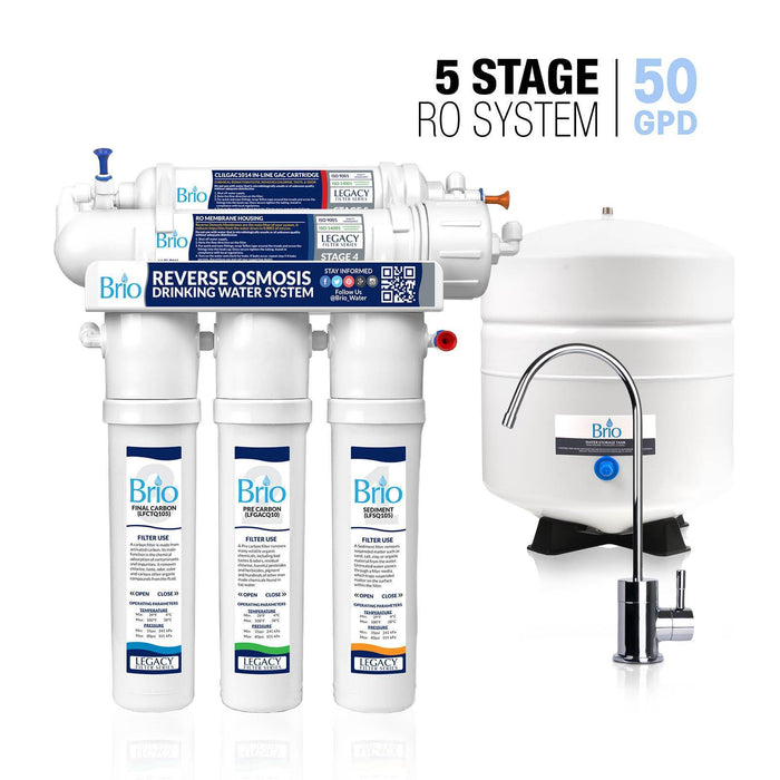 5 Stage Reverse Osmosis Water Filter System with Pump, RO, Brio Legacy