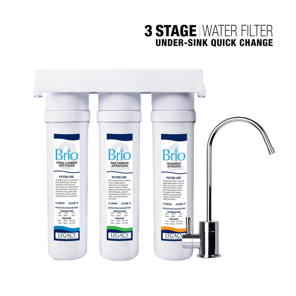 3 Stage Undersink Drinking Water Filter System, Brio Legacy